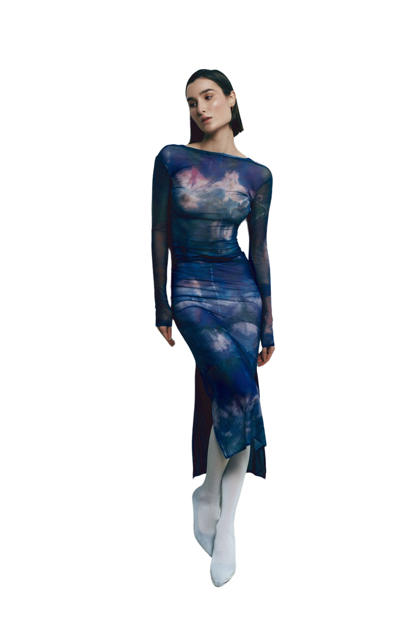 PRINTED BLUE DRESS